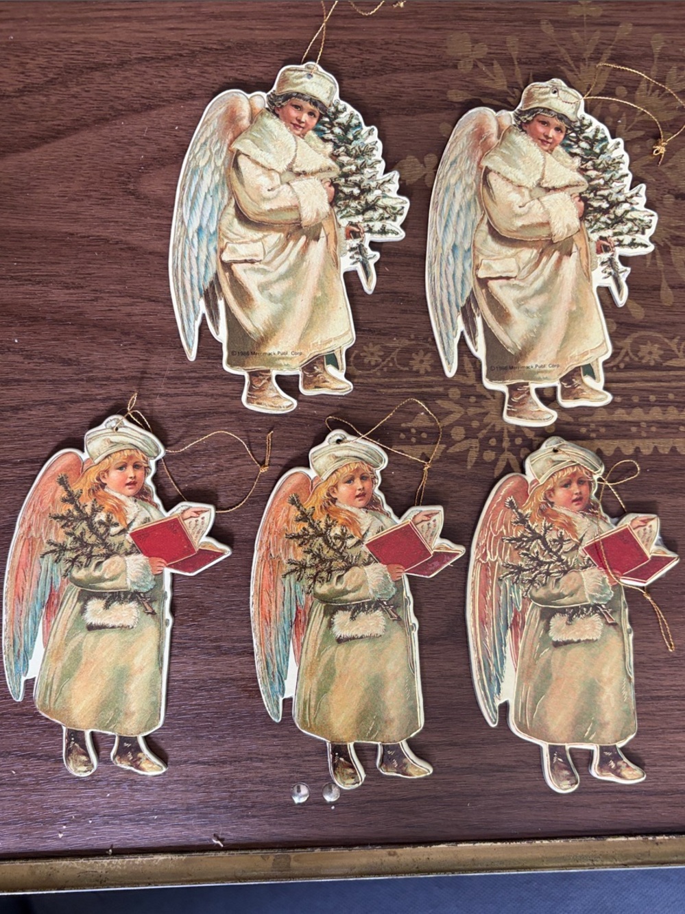 Vintage Angel Christmas Ornaments – vintage heavy cardboard (Set of 5)